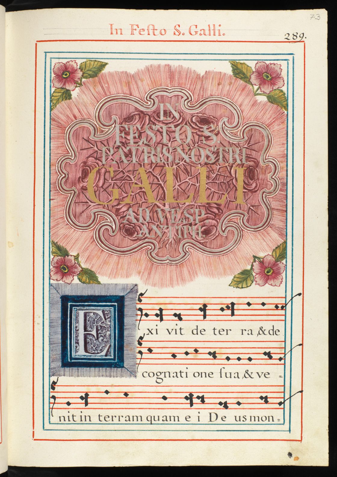 St. Gallen, Stiftsbibliothek, Cod. Sang. 1795, p. 73 - Antiphonary, autumn part