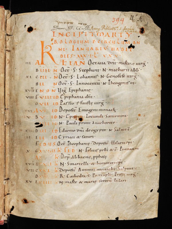 Buchumschlag - Kalendar; Liste der Äbte des Klosters St. Gallen; Regula S. Benedicti; Rituale