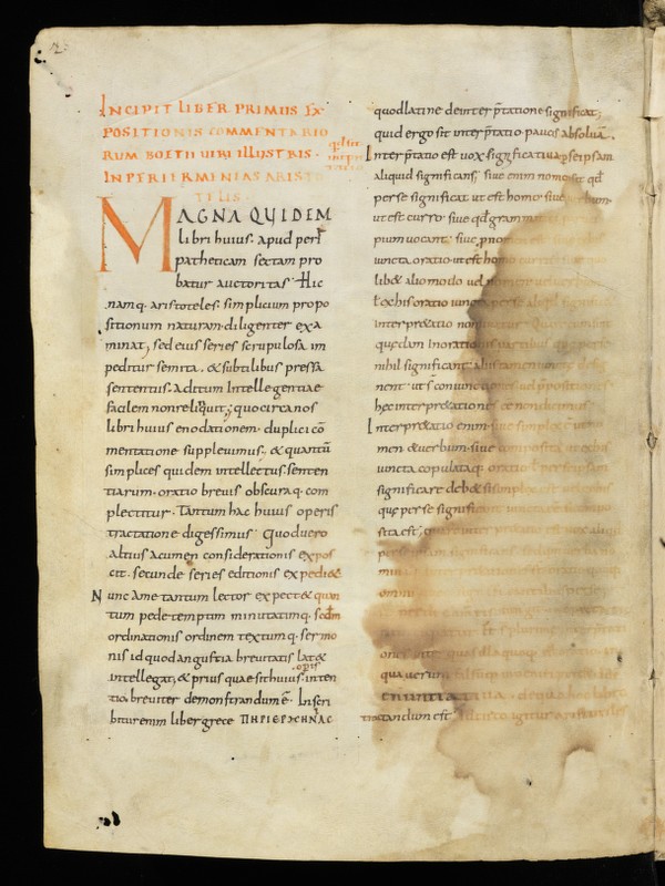 Buchumschlag - Sammelhandschrift (Bœtius in Periermenias Aristotelis, Cicero De inventione, et alia.)
