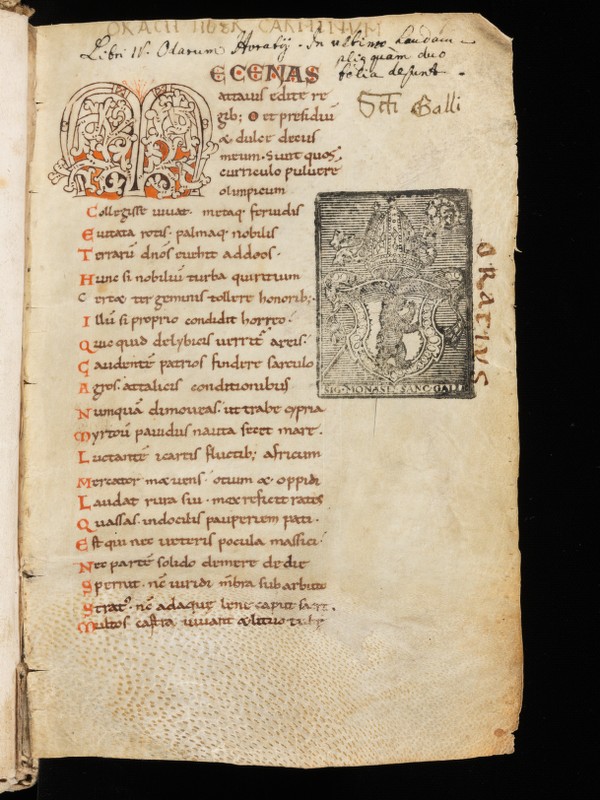 Buchumschlag - Sammelhandschrift (Werke von Horaz, Lukan, Sallust und Ovid)