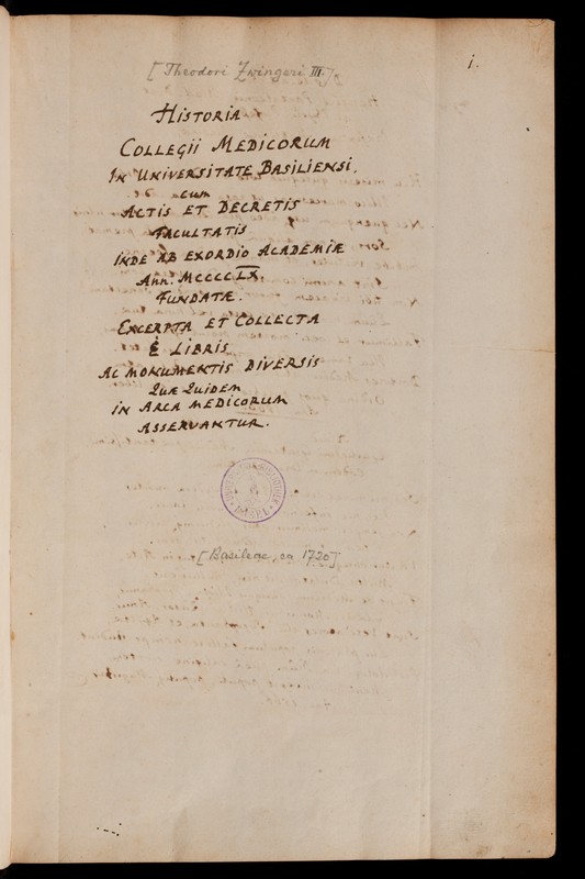 Buchumschlag - Historia Collegii medicorum, 1460-1725